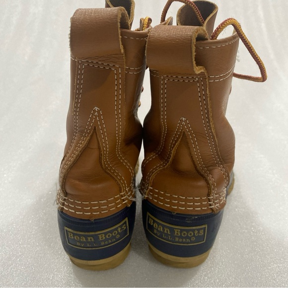 LL Bean 8” Bean Boots Blue Brown Made in USA Duck Boot Preppy Size 6N EUC - Picture 4 of 11